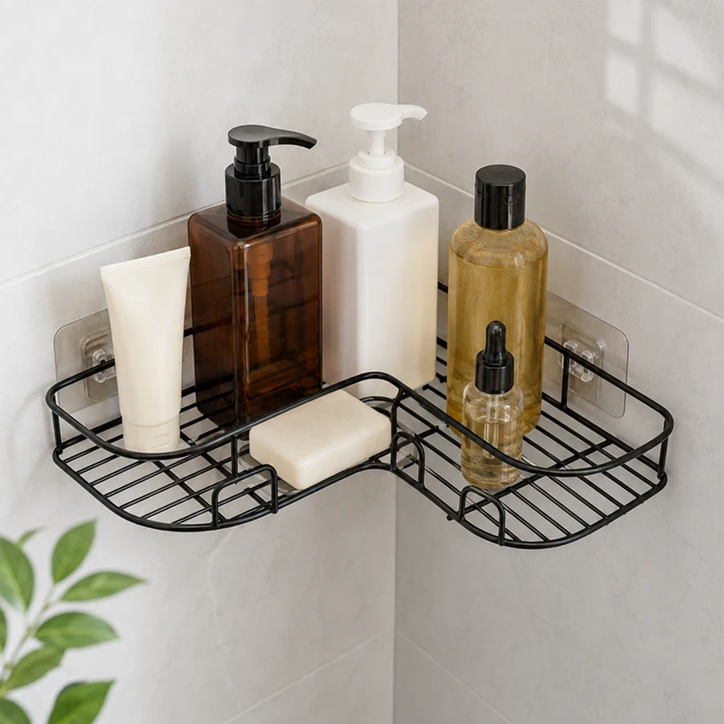 Eckregal für das Badezimmer, bohrfrei selbstklebend